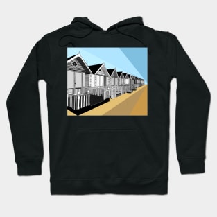 Mersea Island, Essex, Beach Huts, Black and White Hoodie